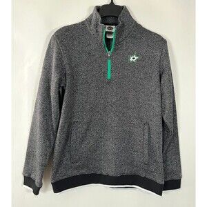 NHL Dallas Stars Pullover Men Small Gray Fleece 1/4 Zip Embroidered Logo Pockets